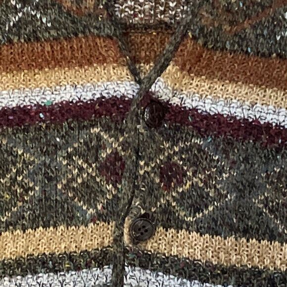 Vintage Prima Maglia Cardigan Mens LG Striped Grandpa Dad Wool Blend 90s Sweater - Picture 6 of 16